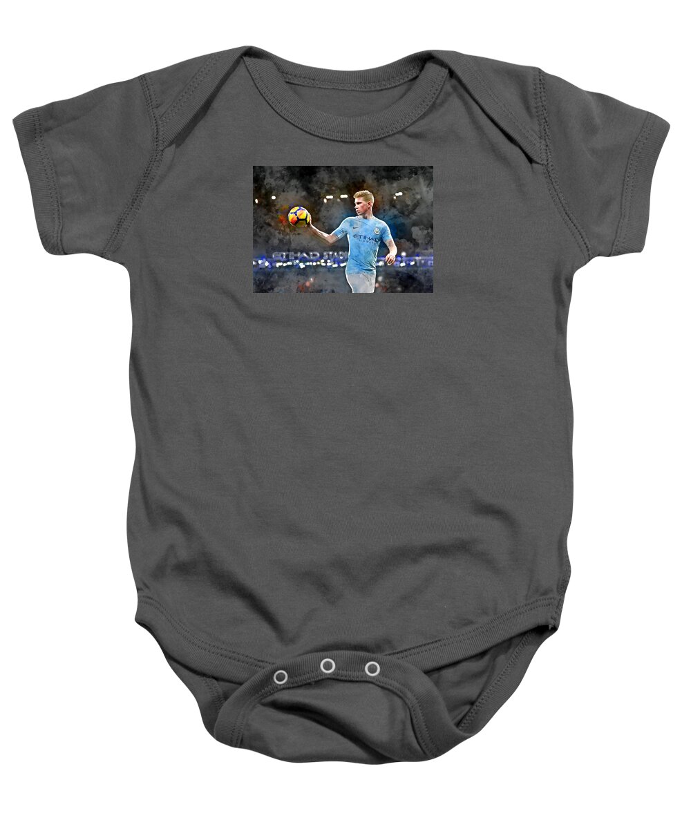 Kevin De Bruyne Baby Onesie featuring the mixed media Kevin De Bruyne by Marvin Blaine