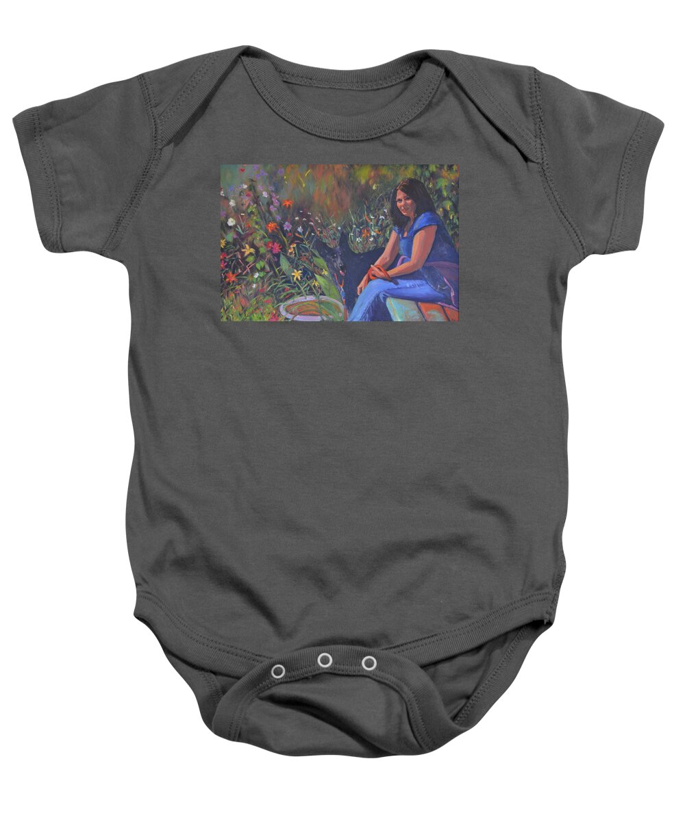 Memorial Baby Onesie featuring the painting Kiera's Ripple by Beth Riso