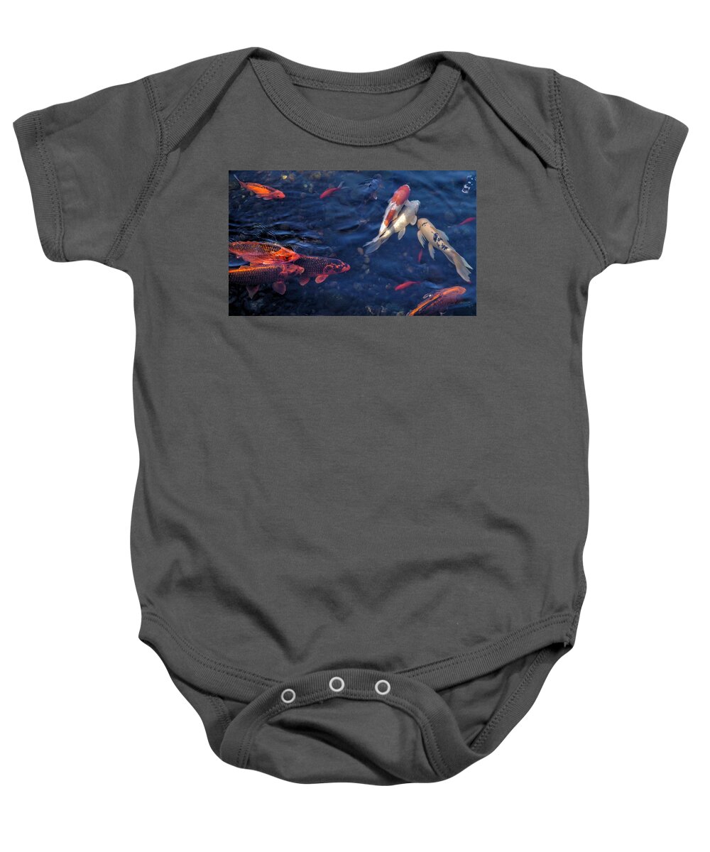 Koi Baby Onesie featuring the photograph Koi Group by Peter Mooyman