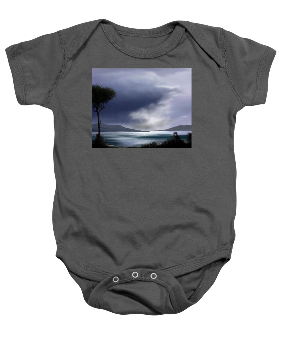 Last Light Of The Day Baby Onesie featuring the painting Last Light of the Day by Mark Taylor