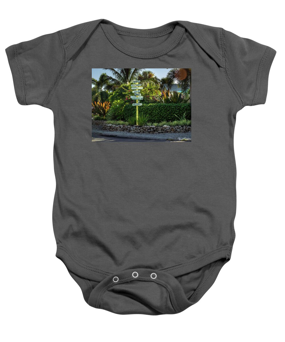 Lido Key Directory Baby Onesie featuring the photograph Lido Key Directory by Susan Molnar