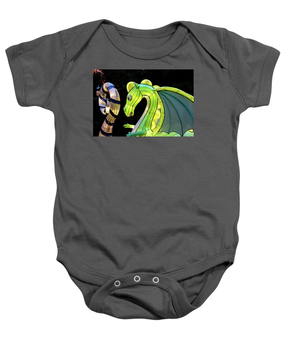 Small Green Baby Onesie featuring the photograph Little dragon by Ron Roberts