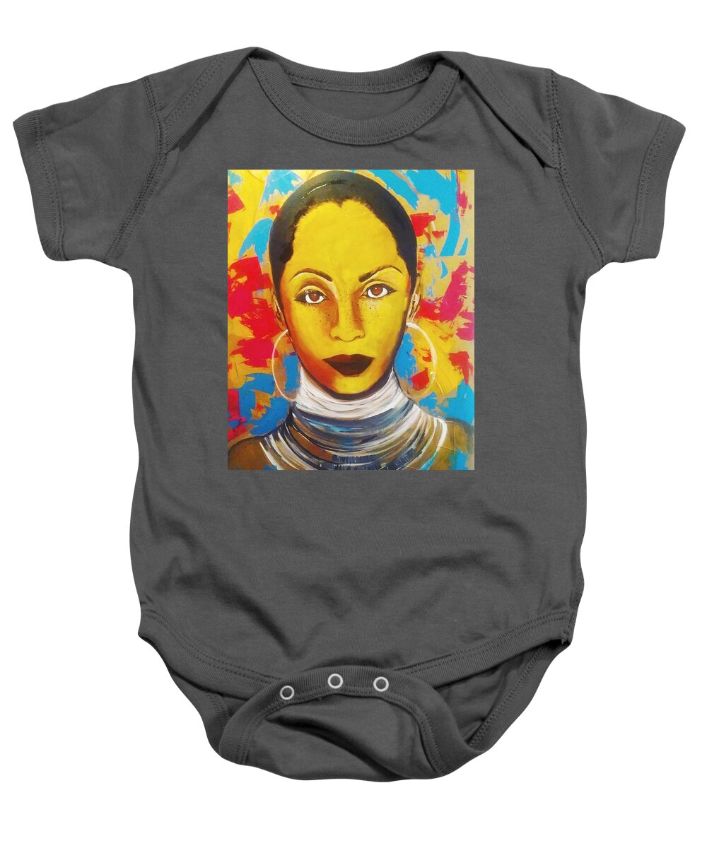 Sade Love Deluxe Baby Onesie featuring the painting Lovedeluxe by Femme Blaicasso