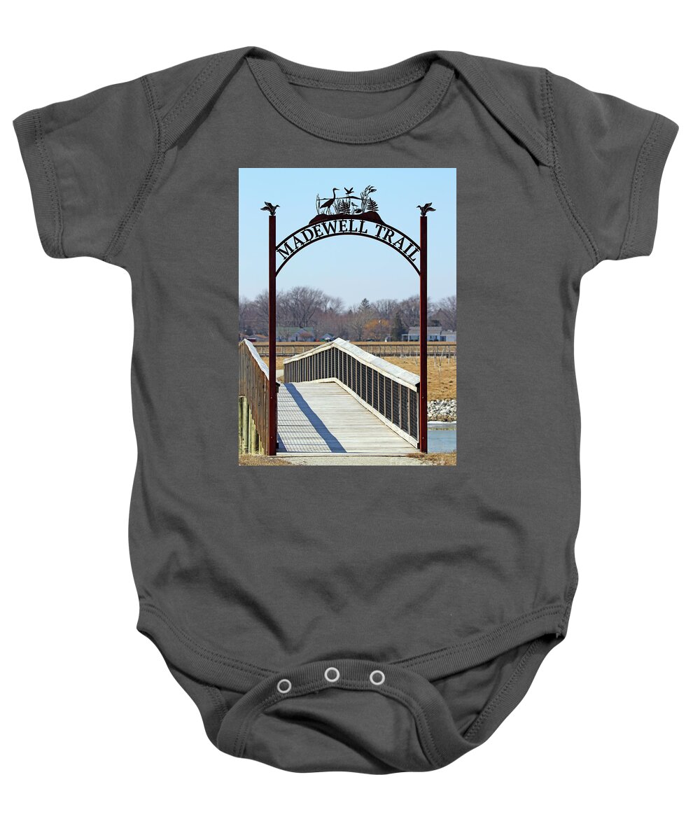 Madewell Trail Baby Onesie featuring the photograph Madewell Trail at Howard Marsh Metropark 9651 by Jack Schultz