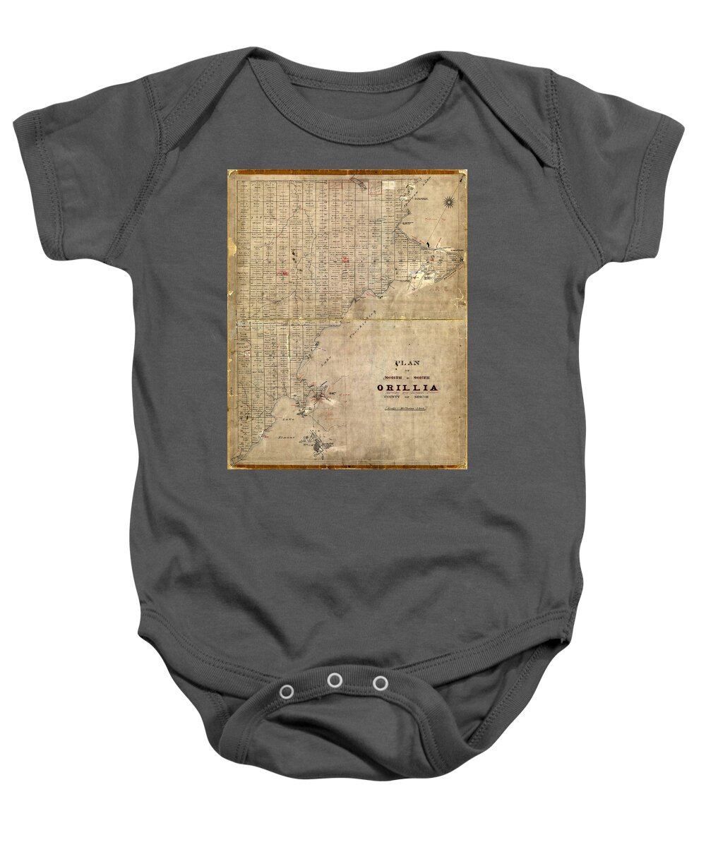 Map Of Orillia Baby Onesie featuring the photograph Map Of Orillia 1850 by Andrew Fare