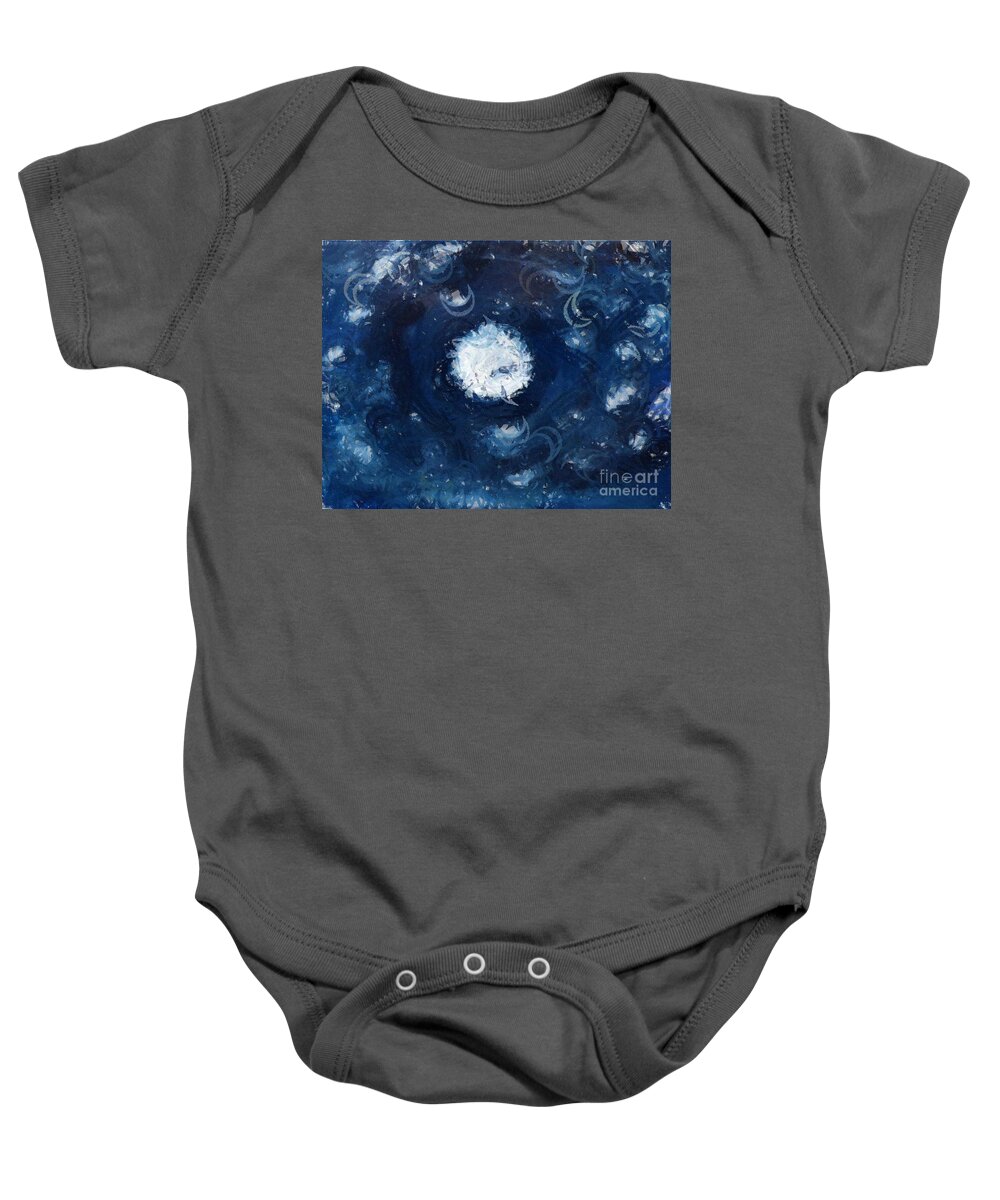 Moon Baby Onesie featuring the painting Mega Moon by Bill King