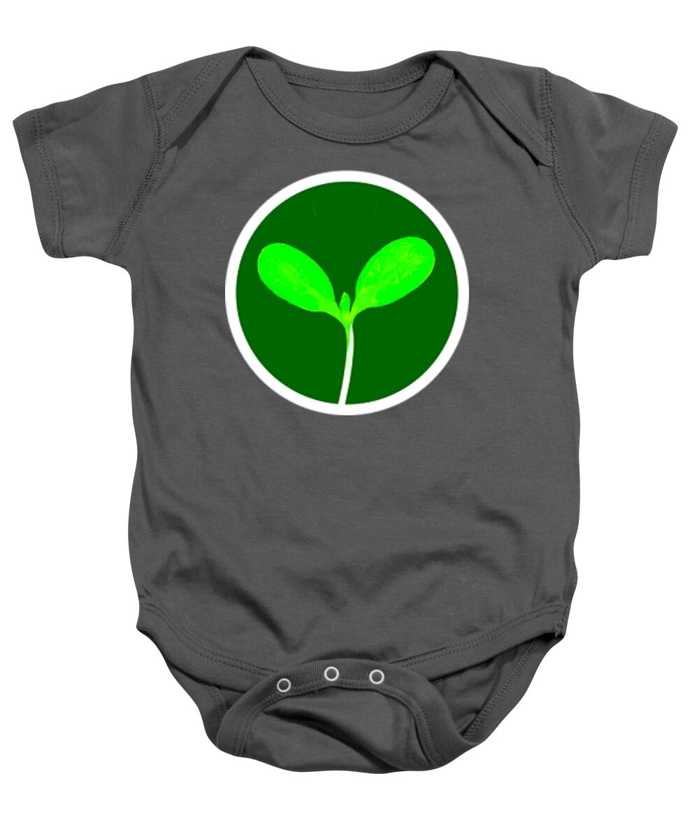  Baby Onesie featuring the drawing Microgreen graphic on dark backgrounds by Charlie Szoradi