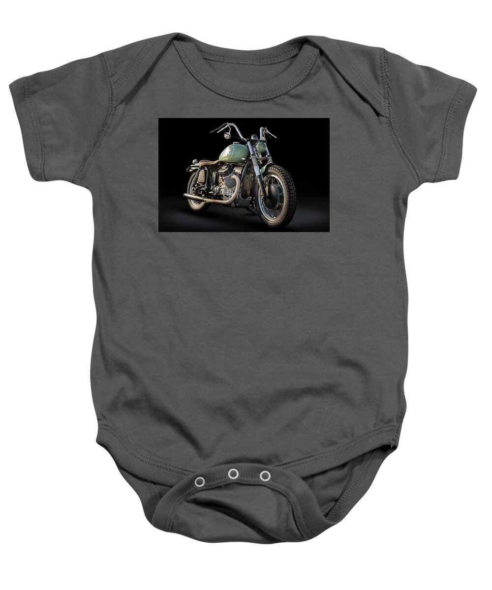 Guzzi Baby Onesie featuring the photograph Mike Menezes Guzzi by Andy Romanoff