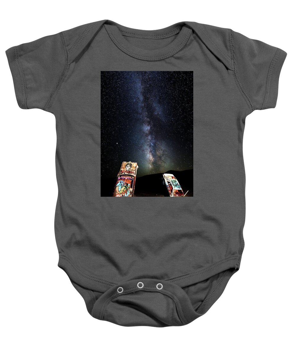 2018 Baby Onesie featuring the photograph Milky Way Over Mojave Desert Graffiti 1 by James Sage