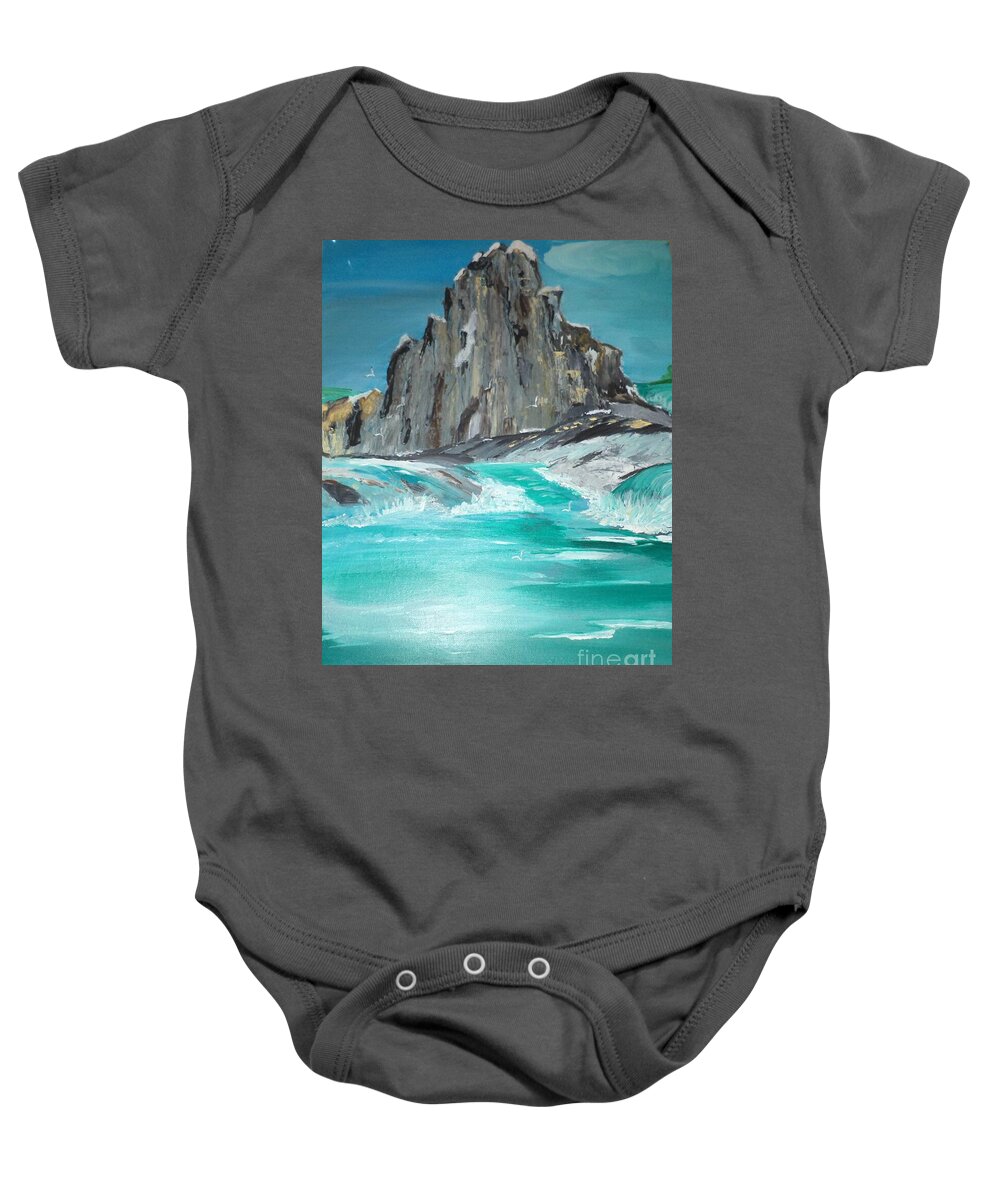  Baby Onesie featuring the painting Mountain In The Water # 97 by Donald Northup