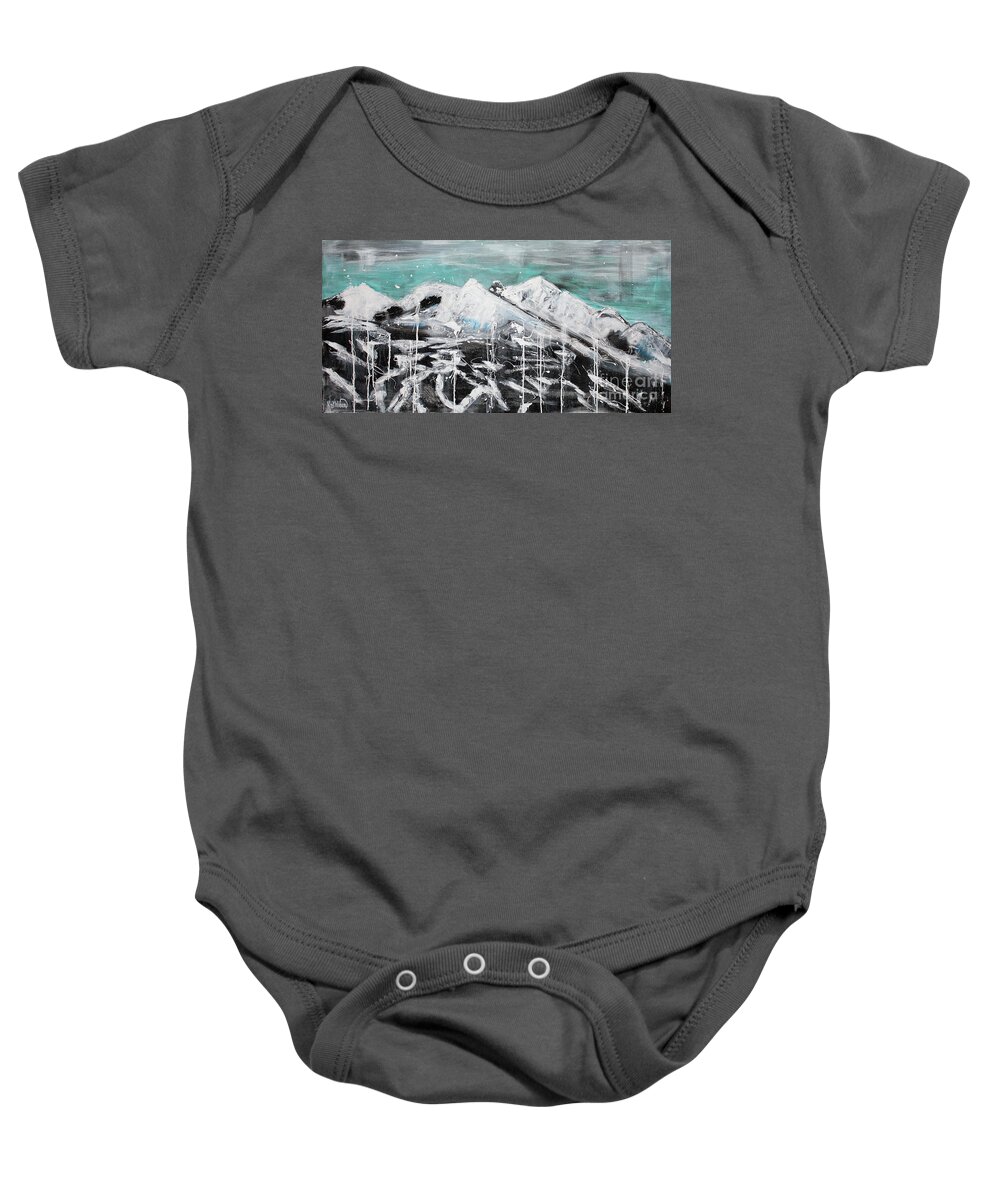 Mountains Baby Onesie featuring the painting Mountains by Kathleen Artist PRO
