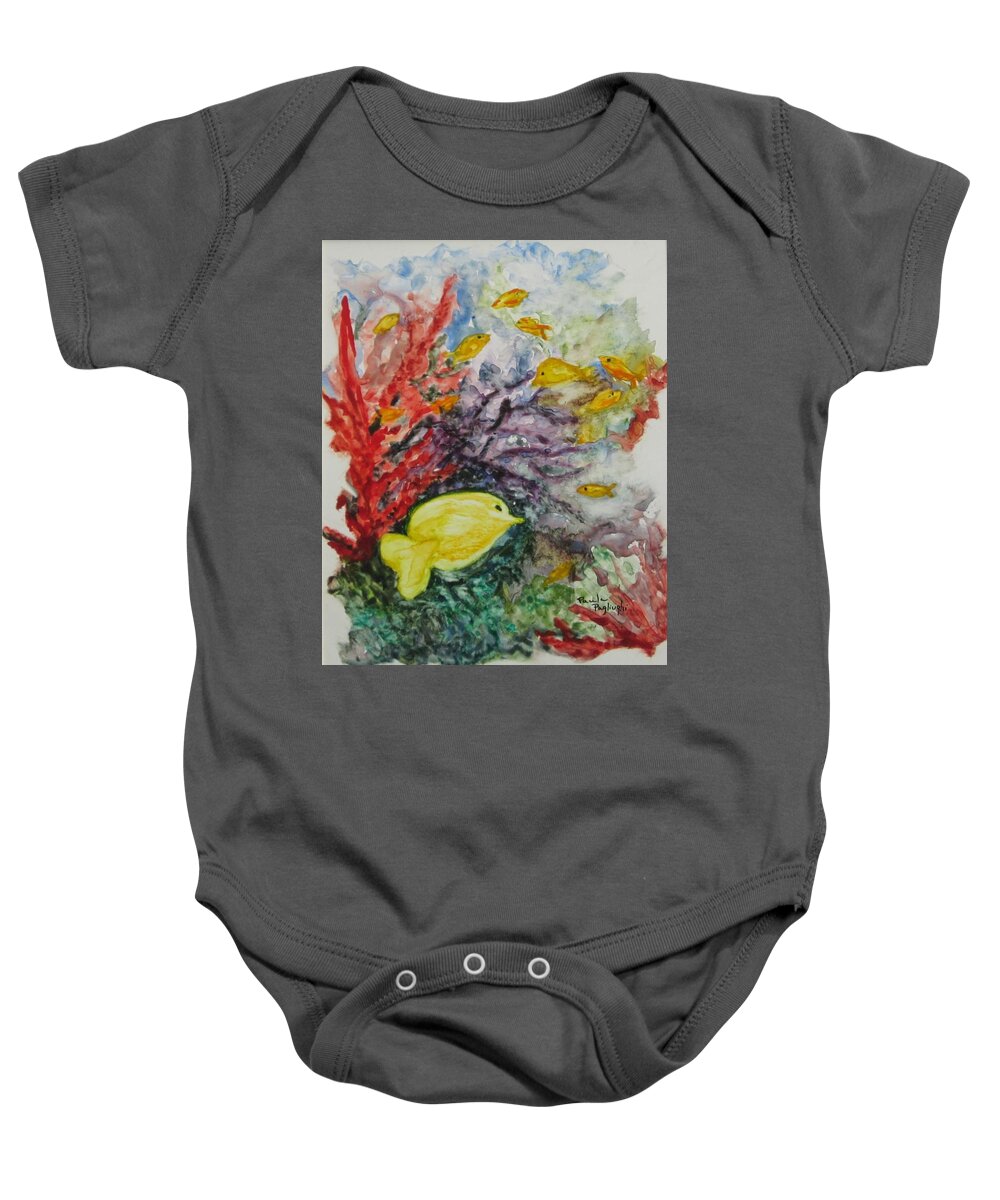Watercolor Baby Onesie featuring the painting My World by Paula Pagliughi