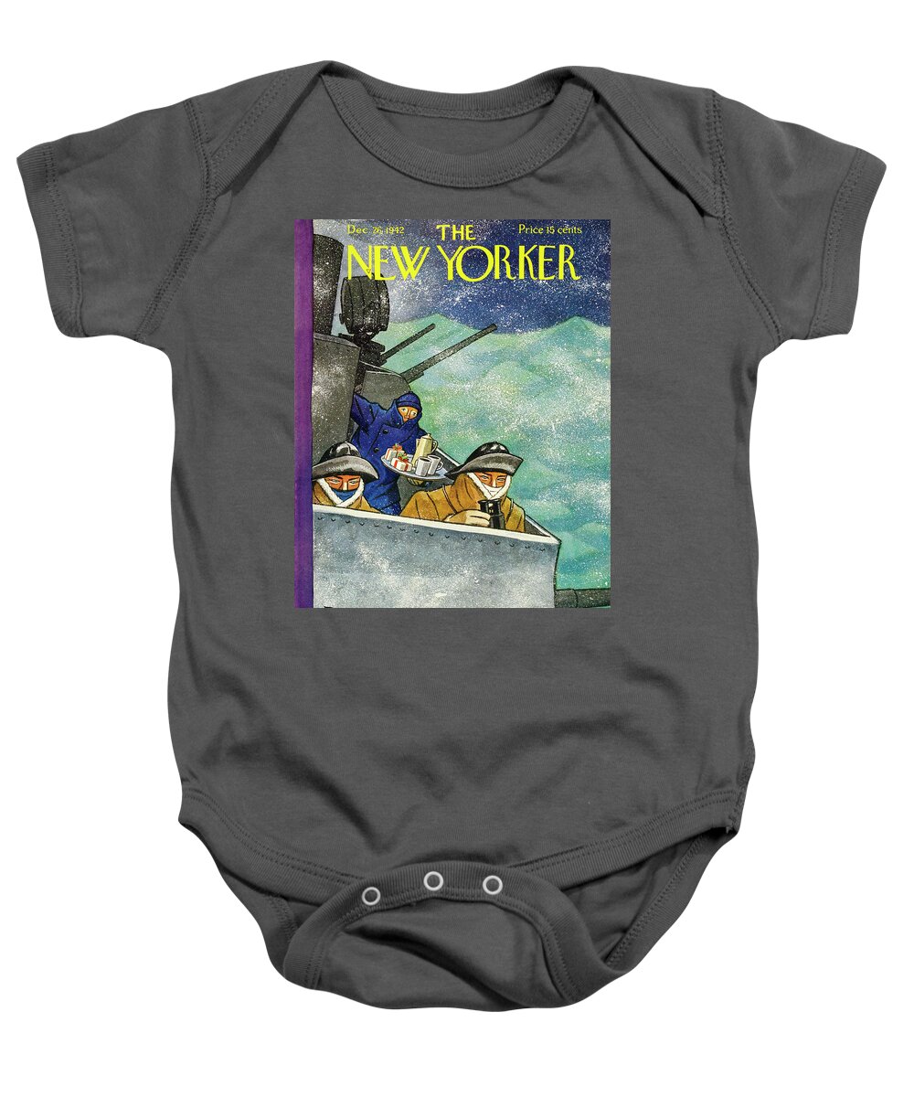 Military Baby Onesie featuring the painting New Yorker December 26, 1942 by Peter Arno