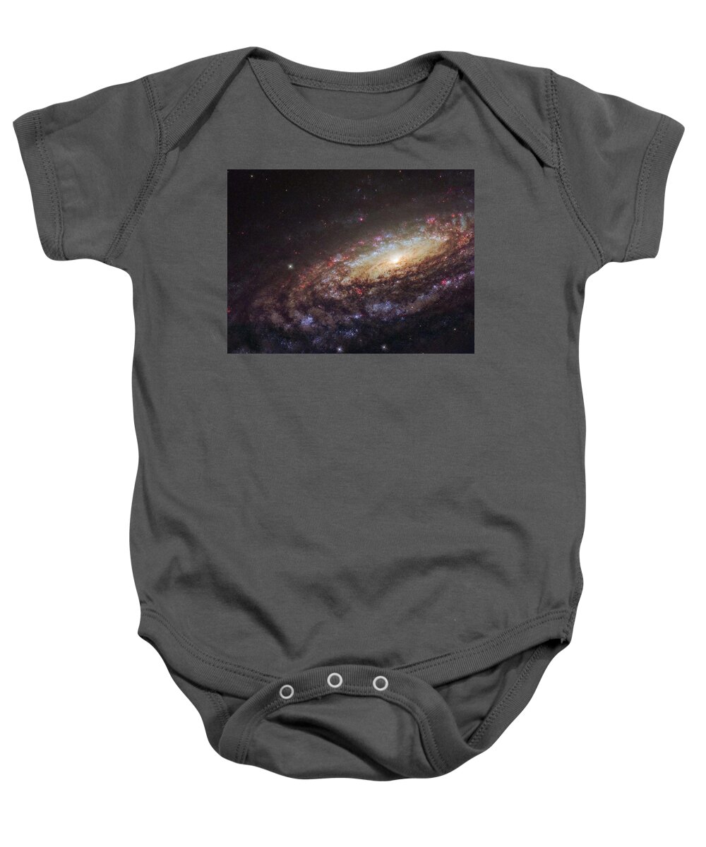 Cosmos Baby Onesie featuring the painting NGC 7331 in the constellation of Pegasus the Winged Horse by Celestial Images