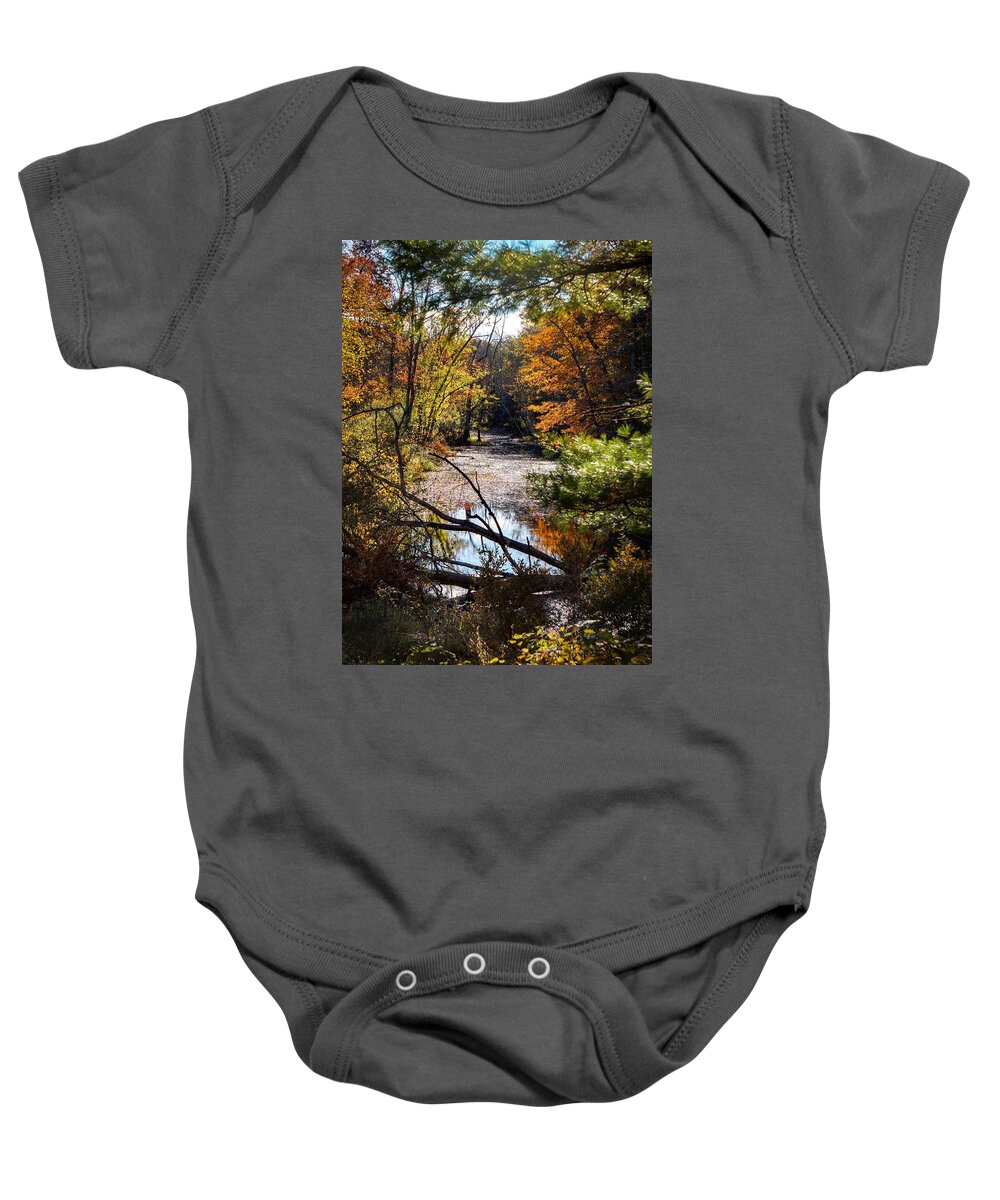 Queensbury Baby Onesie featuring the photograph October window by Kendall McKernon
