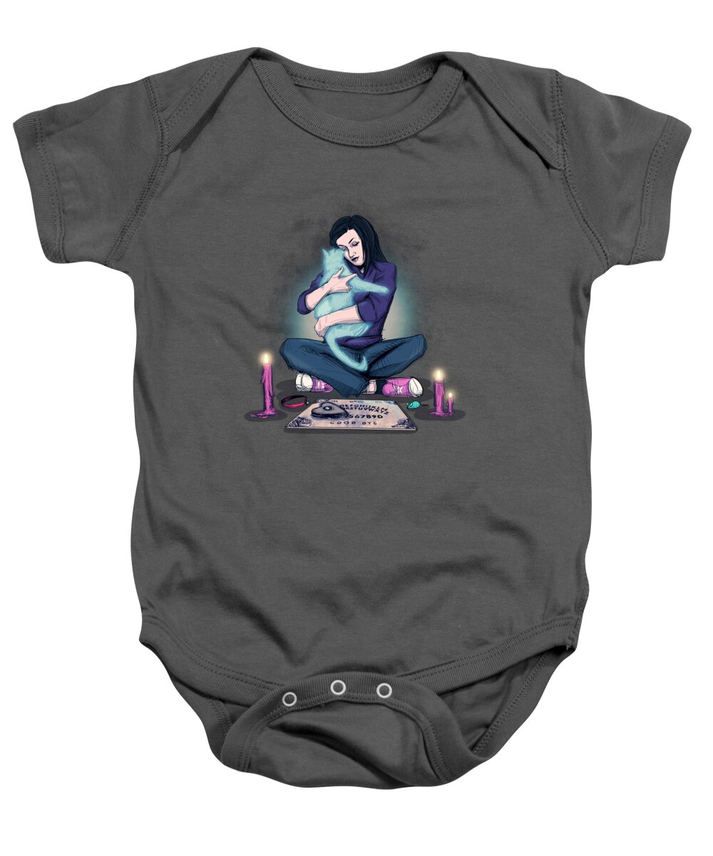 Ouija Baby Onesie featuring the drawing Old Friend by Ludwig Van Bacon
