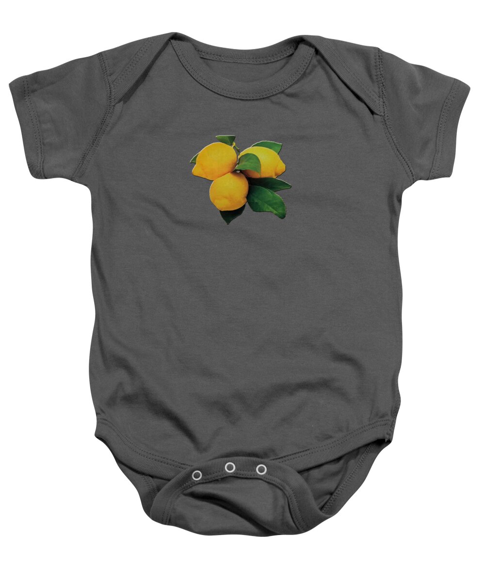 Old Gold Baby Onesie featuring the photograph Old Gold Lemons by Rockin Docks