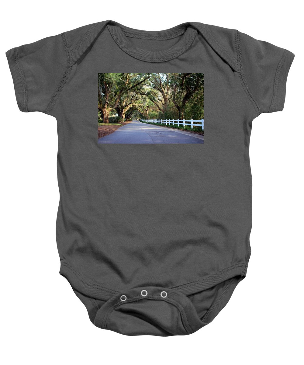Live Oak Baby Onesie featuring the photograph Old South Live Oaks by Cynthia Guinn