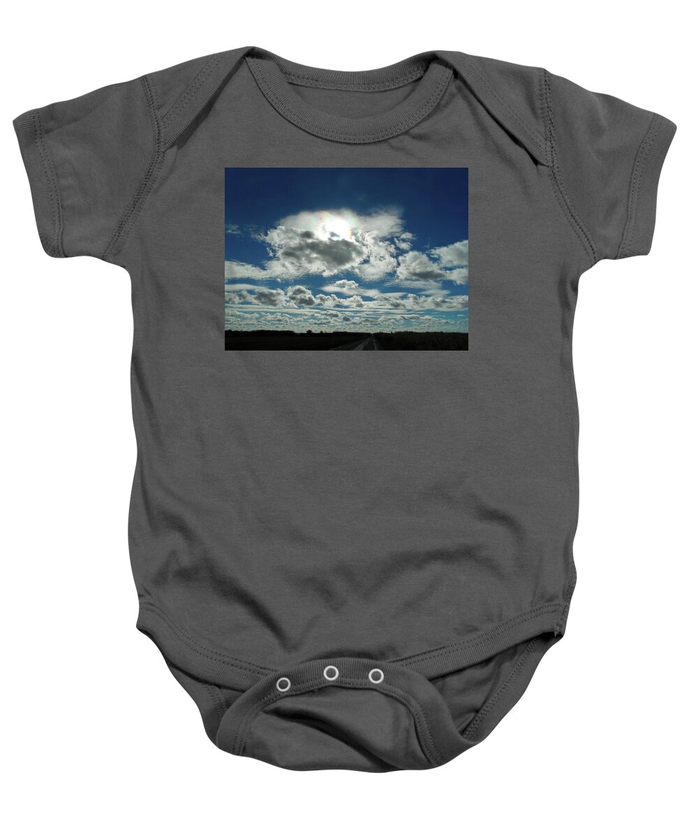 Out Of The Blue Baby Onesie featuring the photograph Out Of The Blue 1 by Cyryn Fyrcyd