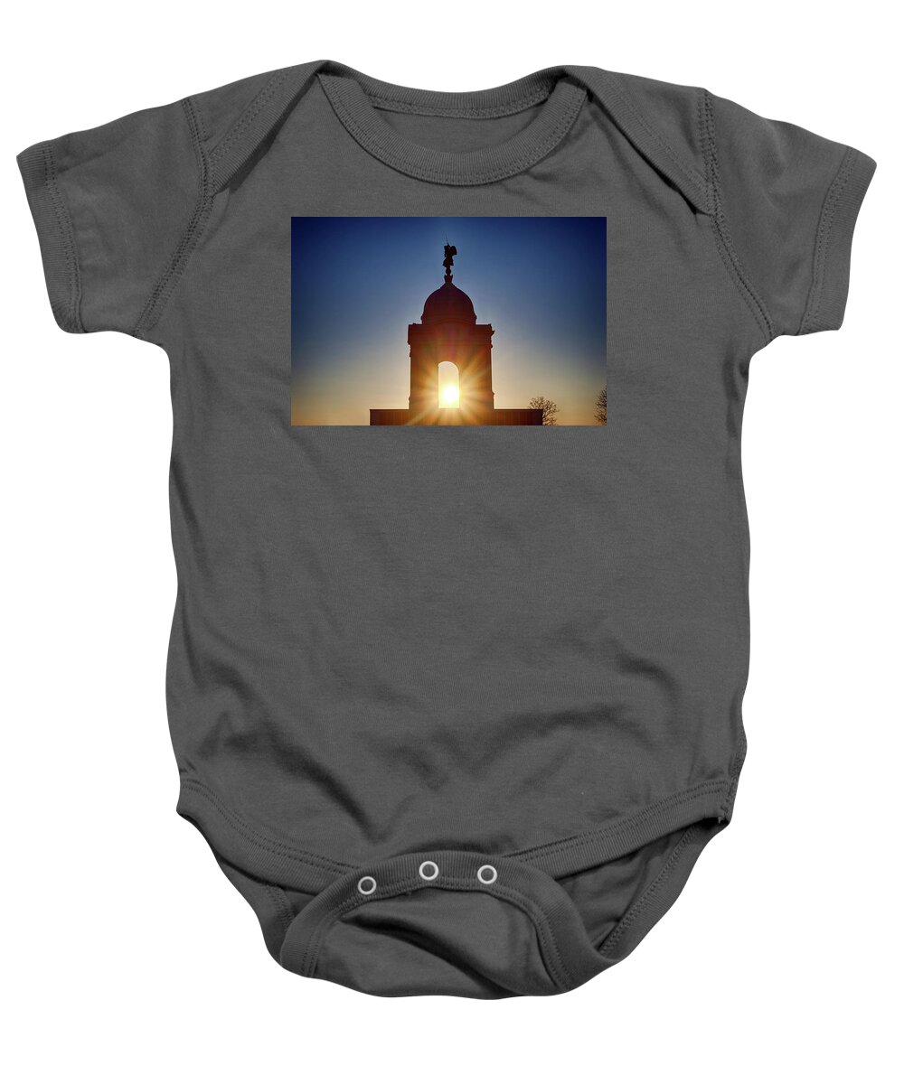 Sun Baby Onesie featuring the photograph Pennsylvania State Monument by Travis Rogers