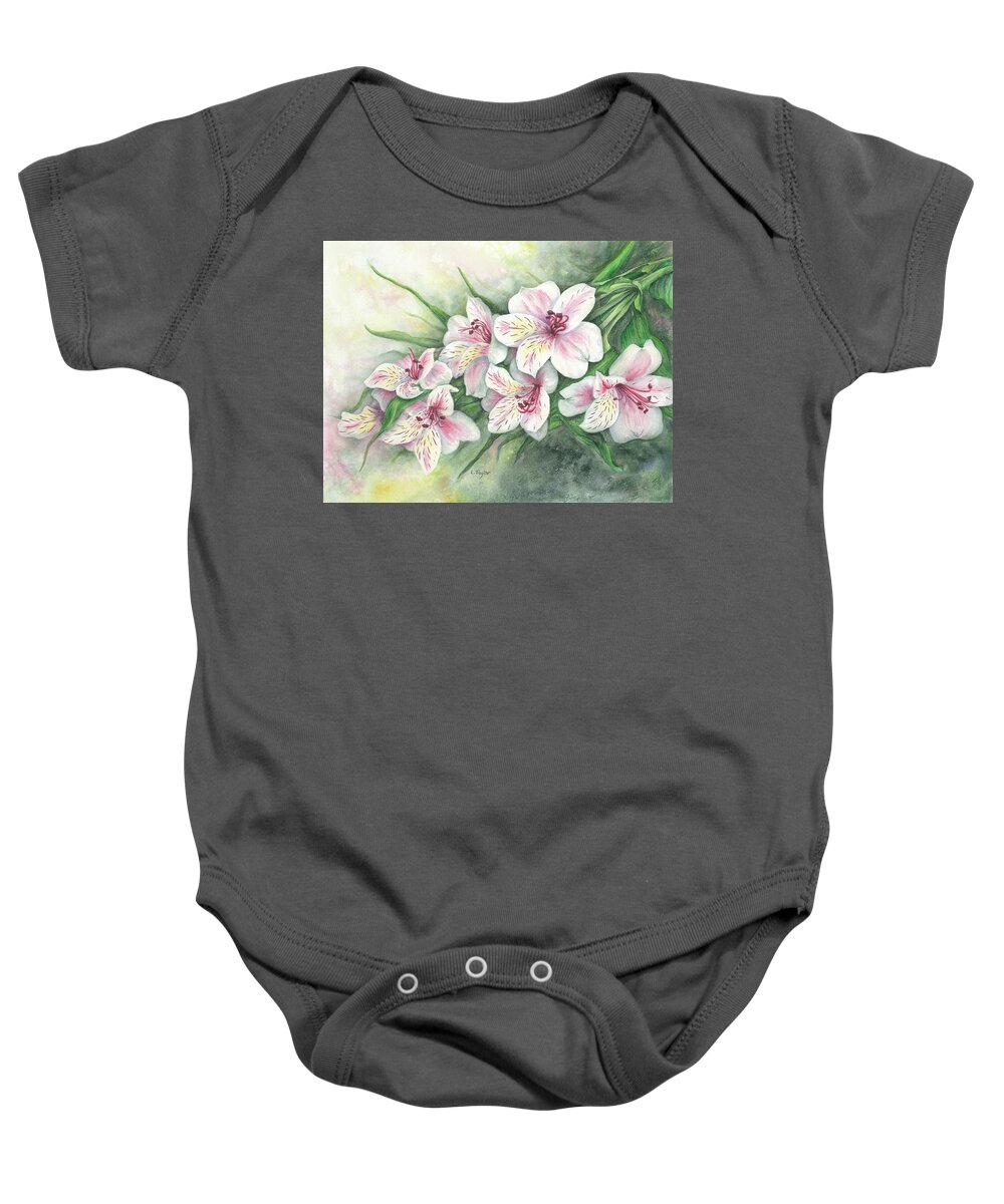 Floral Baby Onesie featuring the painting Peruvian Lilies by Lori Taylor