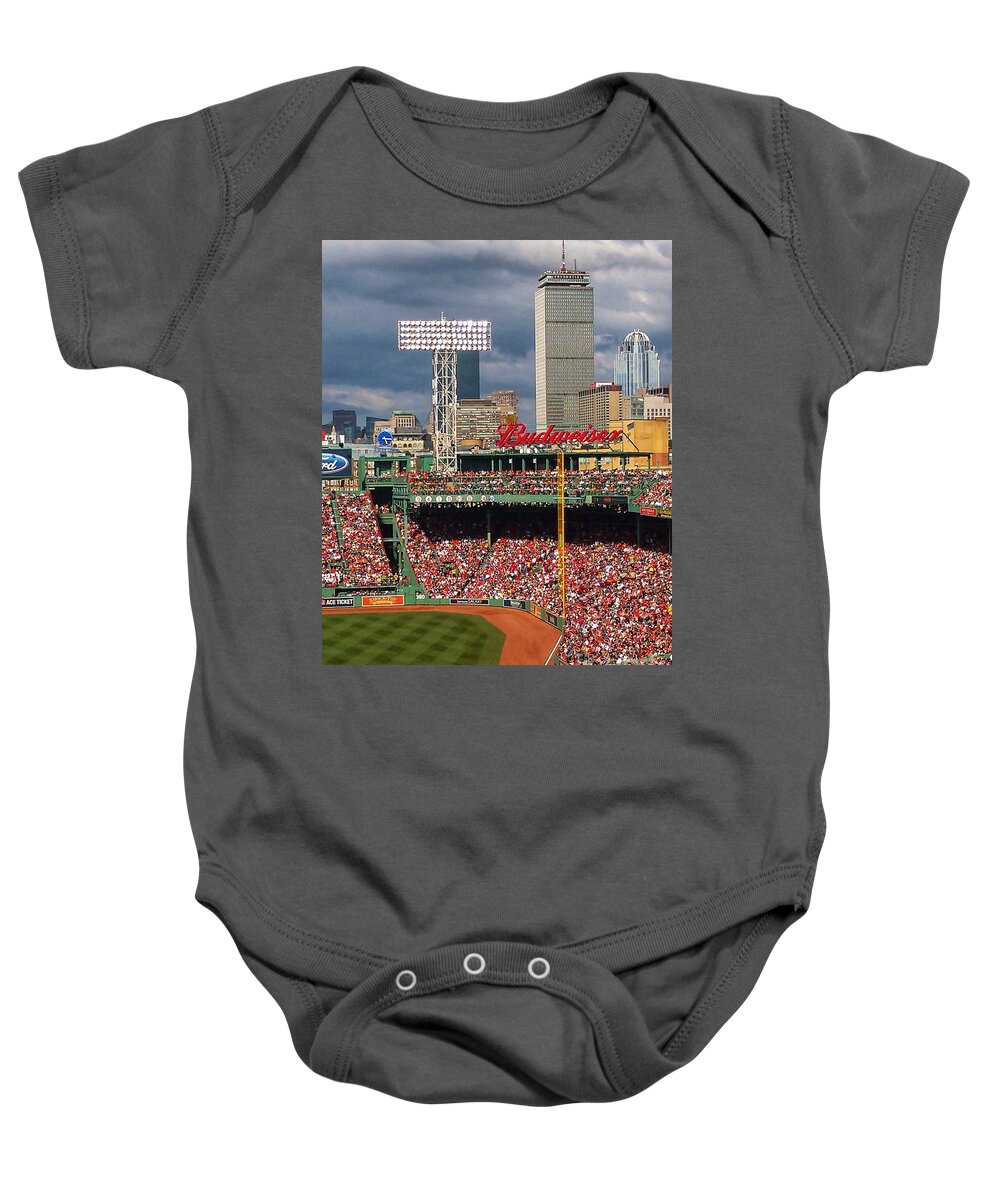 Fenway Park Baby Onesie featuring the photograph Peskys Pole at Fenway Park by Mary Capriole