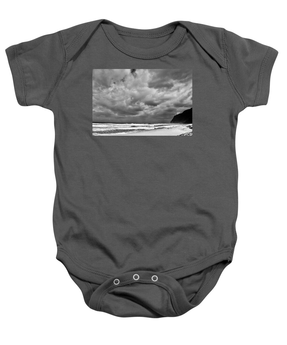 Wave Baby Onesie featuring the photograph Polihale Beach Power by Debra Banks