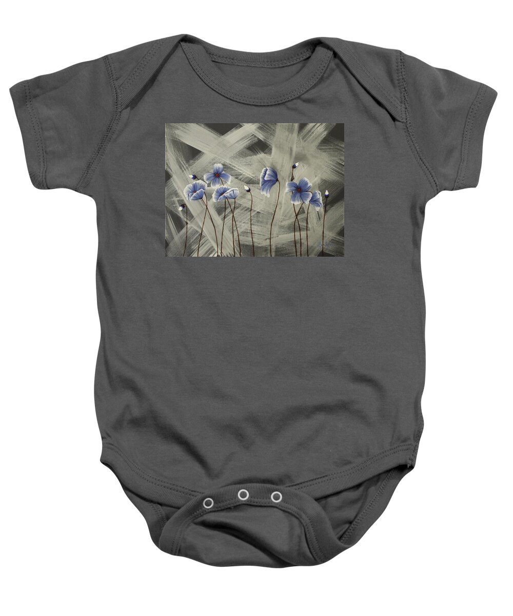 Poppy Baby Onesie featuring the painting Poppy Blue by Berlynn