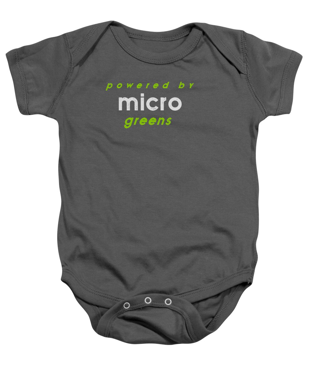  Baby Onesie featuring the drawing Powered by microgreens - green and gray by Charlie Szoradi
