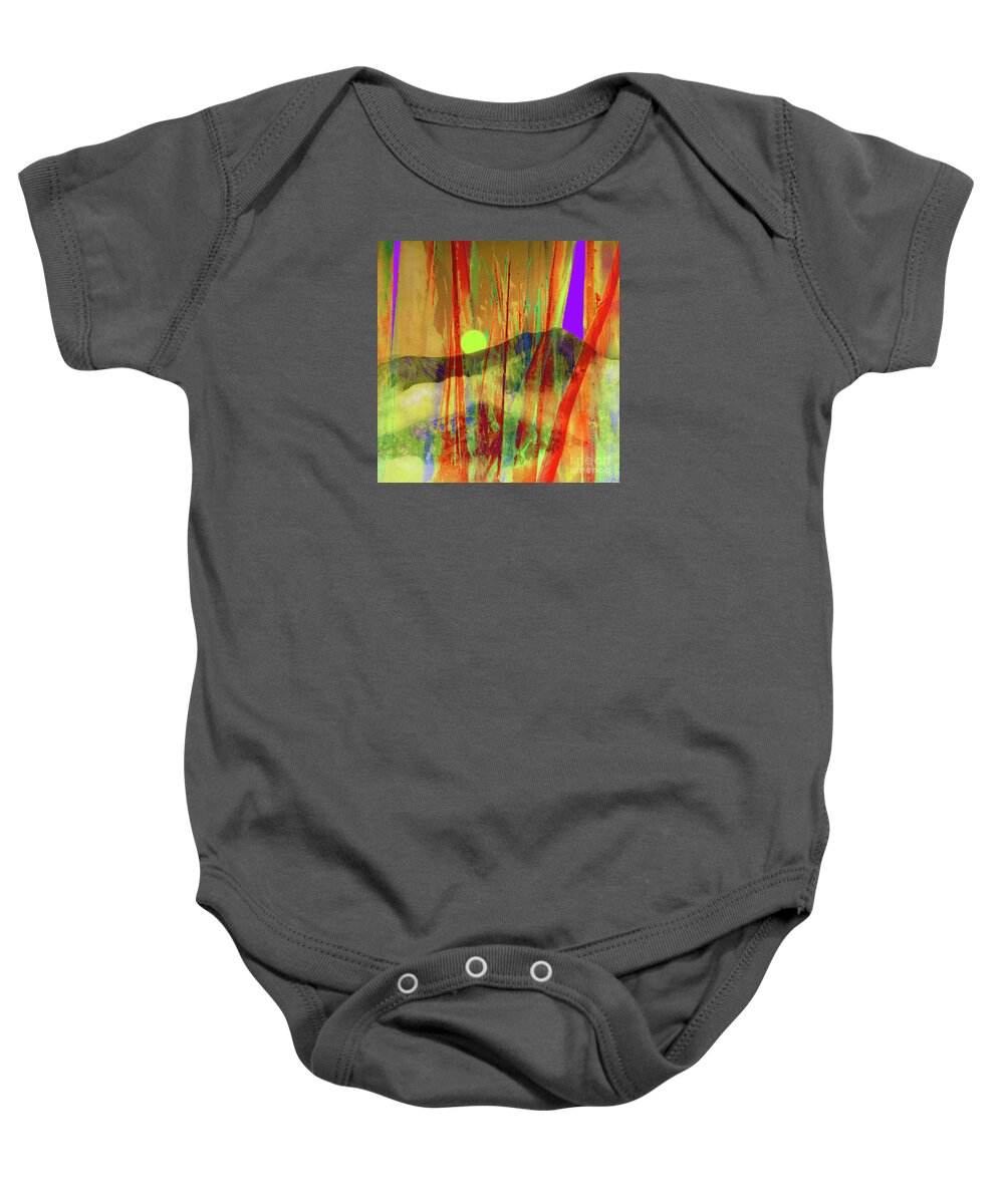 Square Baby Onesie featuring the mixed media Many Blessings Prayer Flags and Green Mountains by Zsanan Studio