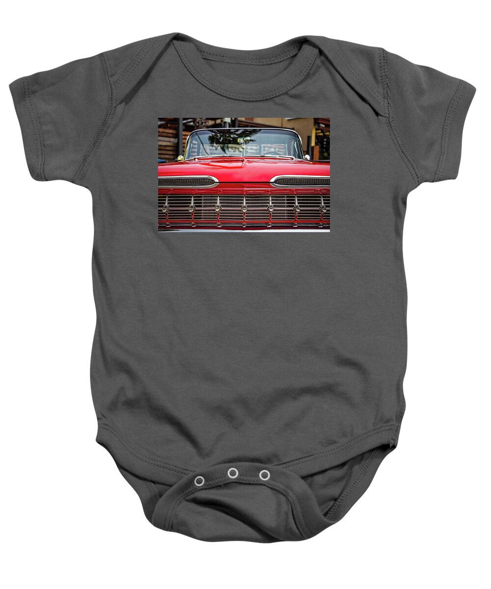 Auto Baby Onesie featuring the photograph Red Grill by Bill Chizek
