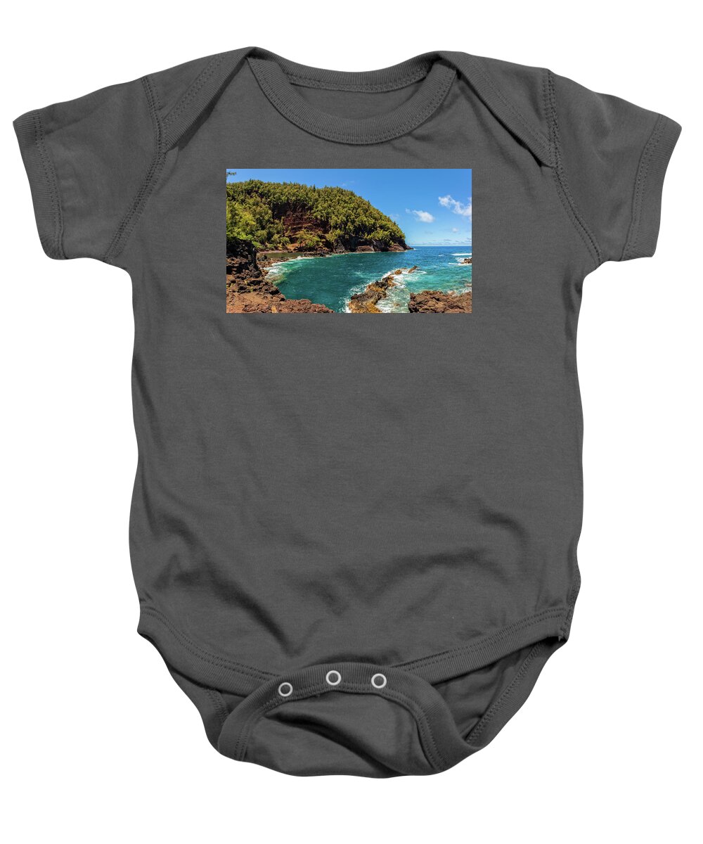 Hana Beach Baby Onesie featuring the photograph Red Sands Beach by Chris Spencer