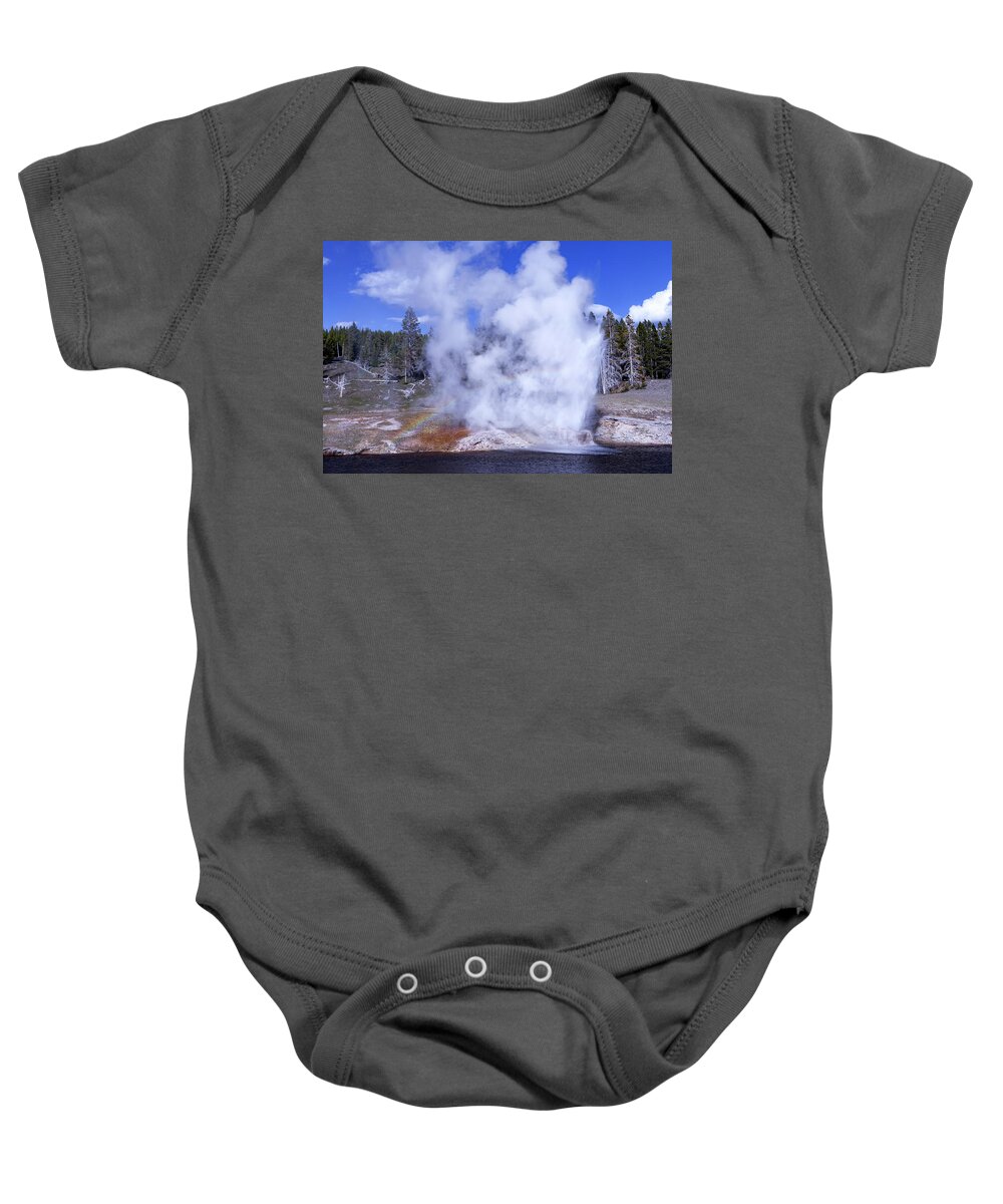 Geyser Baby Onesie featuring the photograph Riverside Geyser Eruption by Rick Pisio