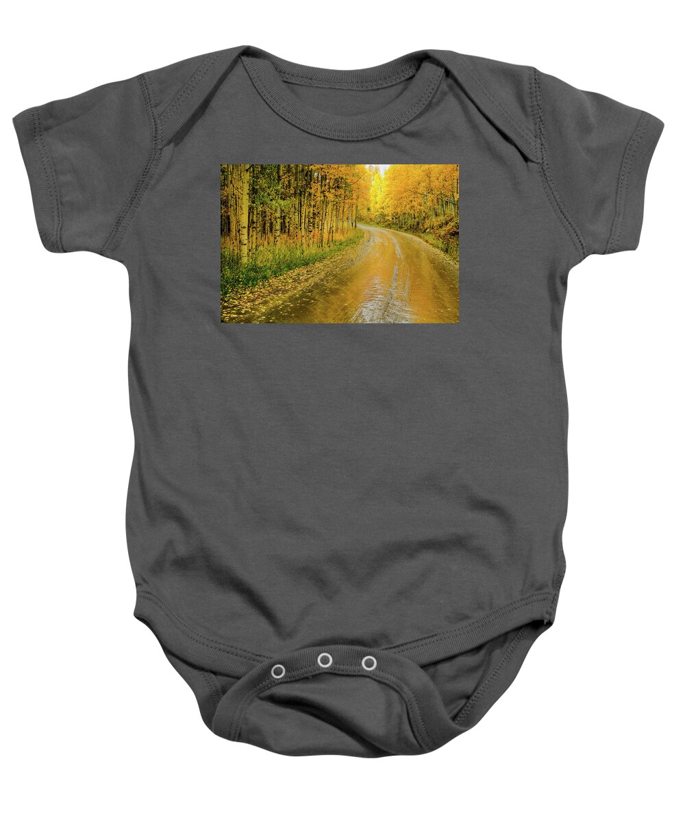 Aspens Baby Onesie featuring the photograph Road To Oz by Johnny Boyd