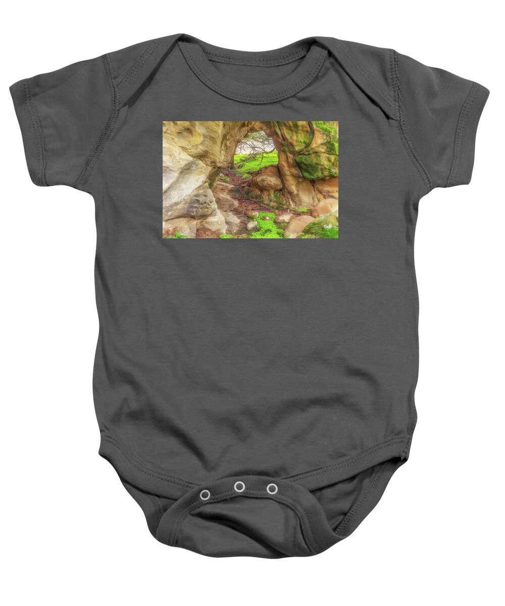 Landscape Baby Onesie featuring the photograph Rock Wall Opening by Marc Crumpler