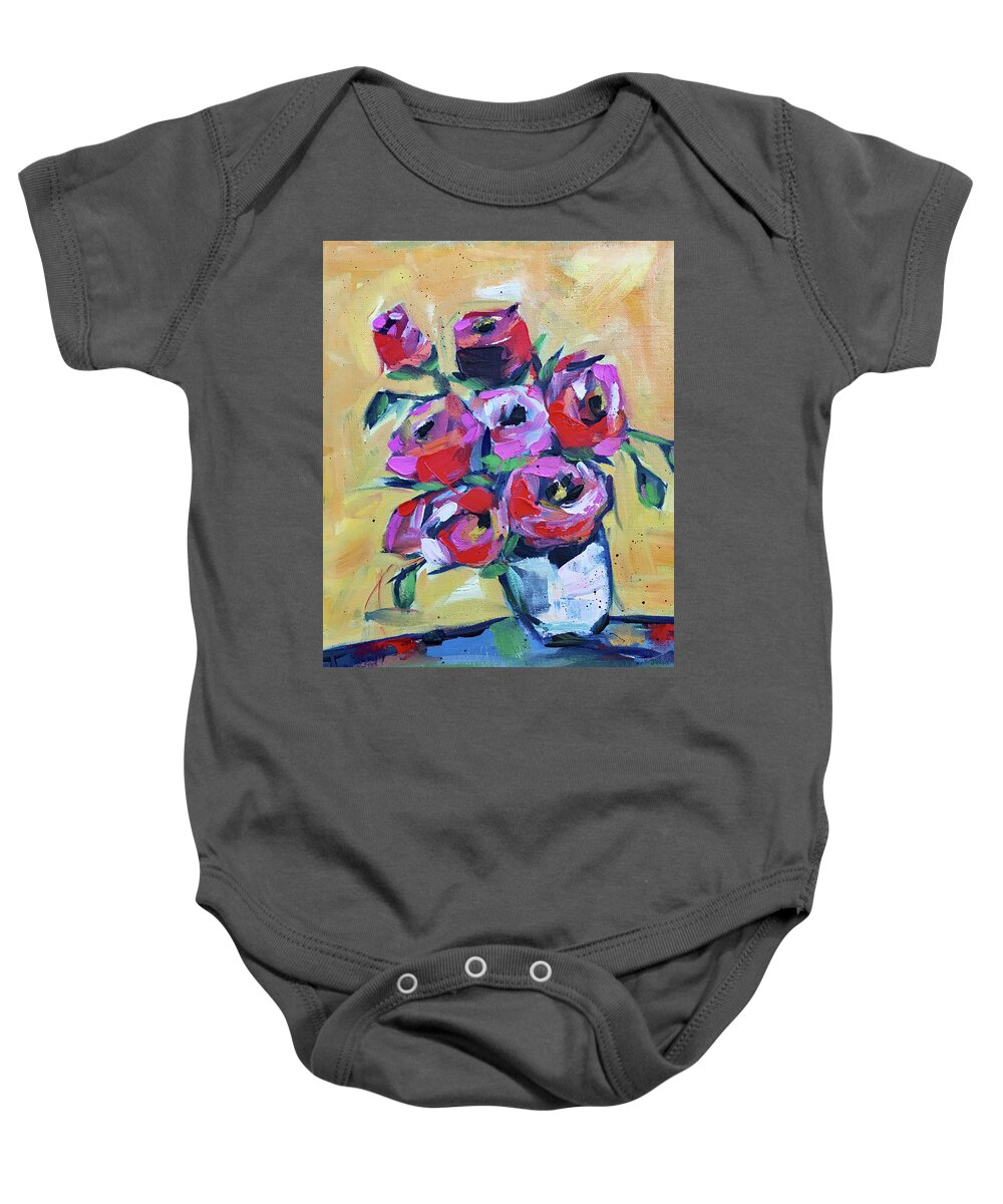 Roses Baby Onesie featuring the painting Roses by Roxy Rich