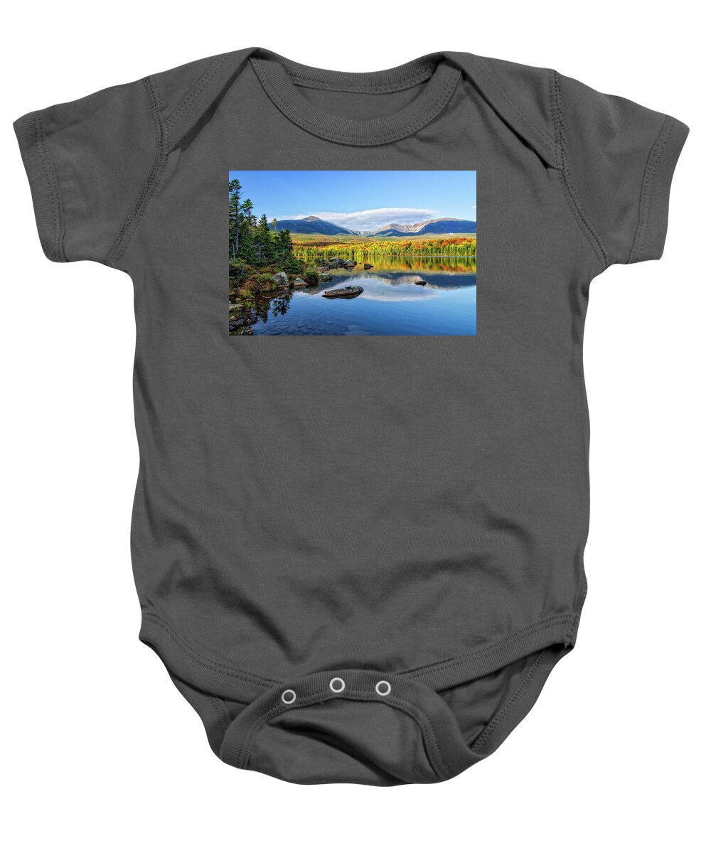 Sandy Stream Pond Me. Baby Onesie featuring the photograph Sandy Stream Pond Baxter SP Maine by Michael Hubley