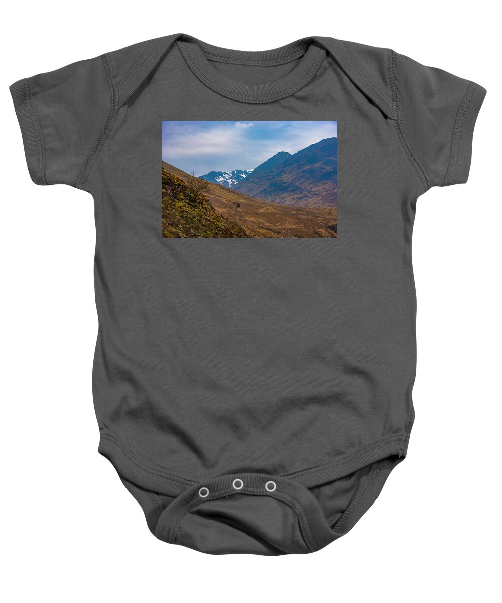 Scottish Baby Onesie featuring the photograph Scottish Highlands - Snow Capped Mountain by Bill Cannon