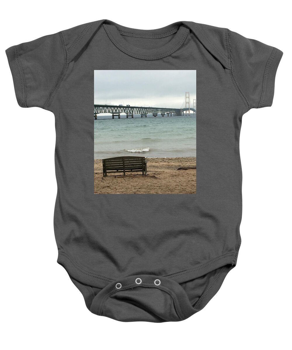 Mackinac Bridge Baby Onesie featuring the photograph Serenity by Harvest Moon Photography By Cheryl Ellis
