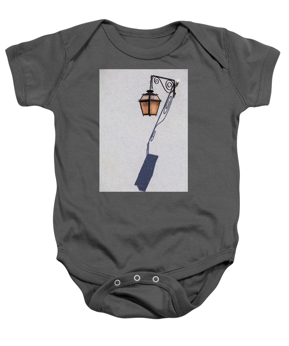 Lamp Baby Onesie featuring the photograph Shadow Lamp by David Letts