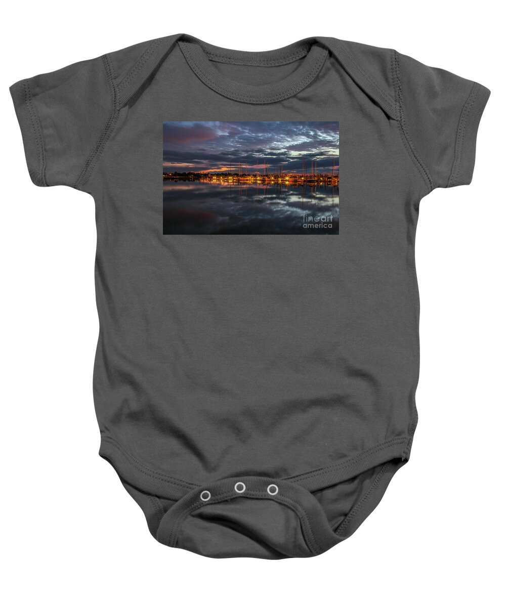 Marina Baby Onesie featuring the photograph Sky and Marina Reflection by Tom Claud