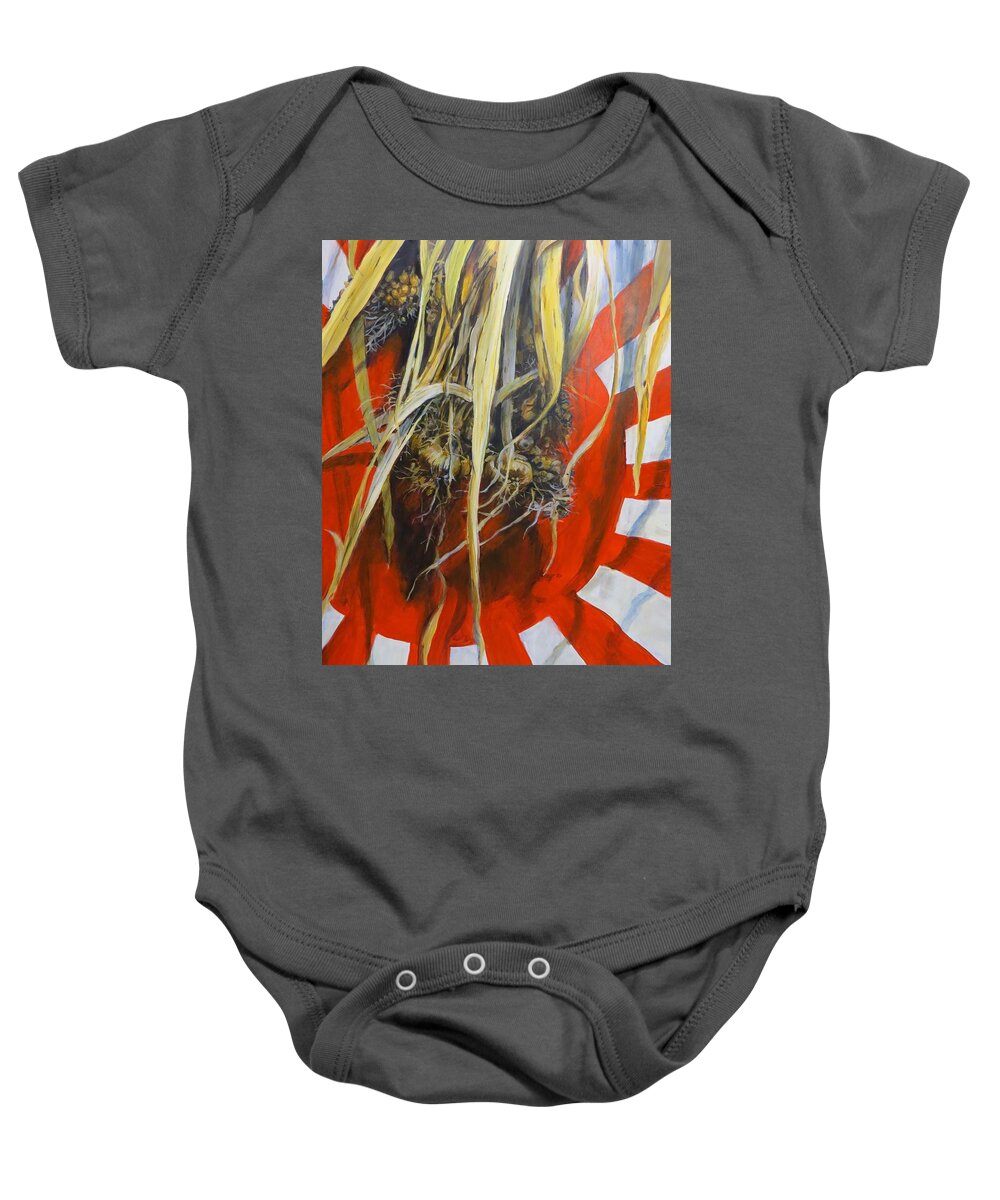 Japanese Flag Baby Onesie featuring the painting Sleep by William Brody