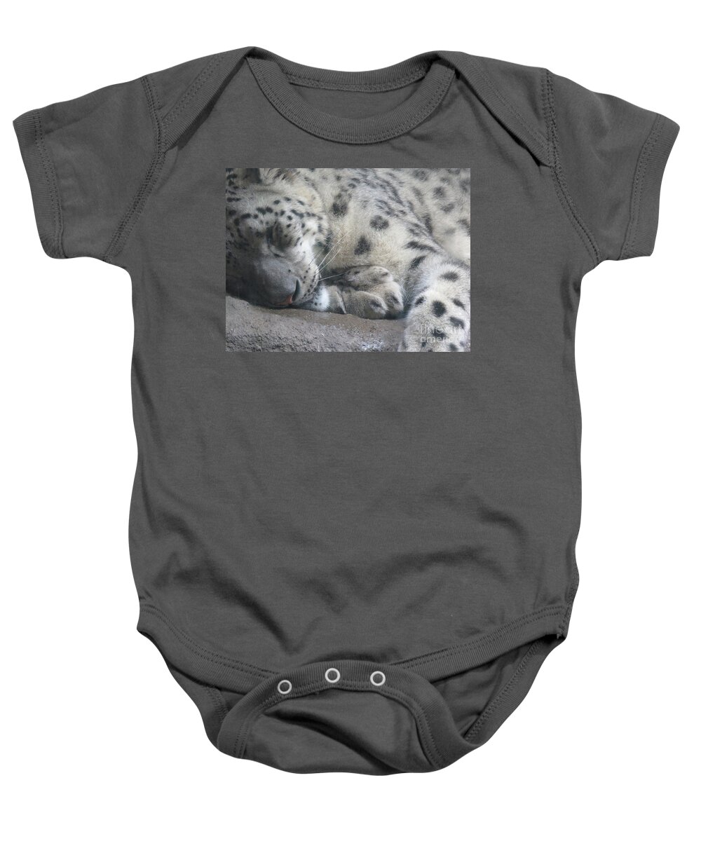 Close-up Baby Onesie featuring the photograph Sleeping Cheetah by Mary Mikawoz