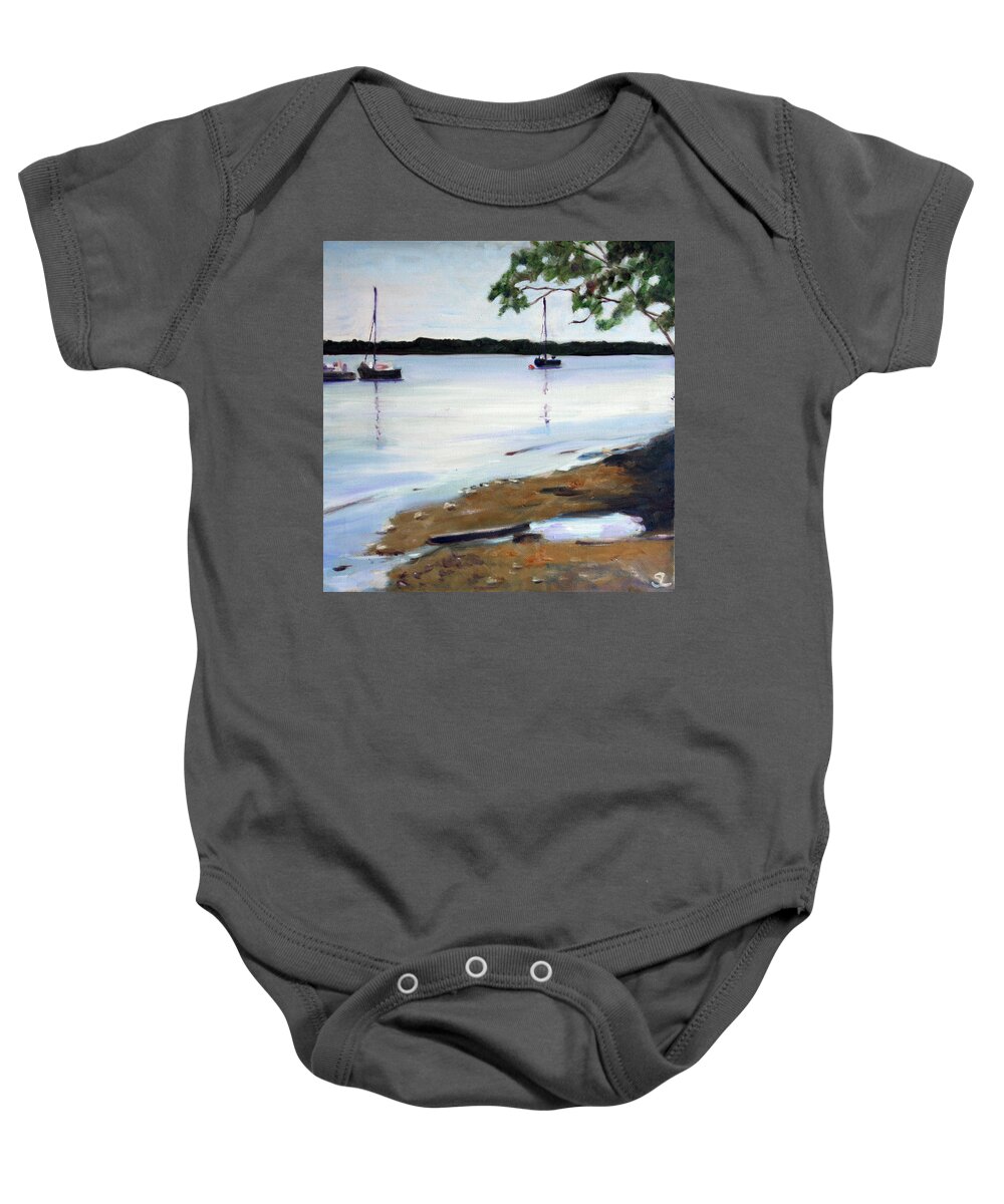 Landscape Baby Onesie featuring the painting Smuglers Cove by Sarah Lynch