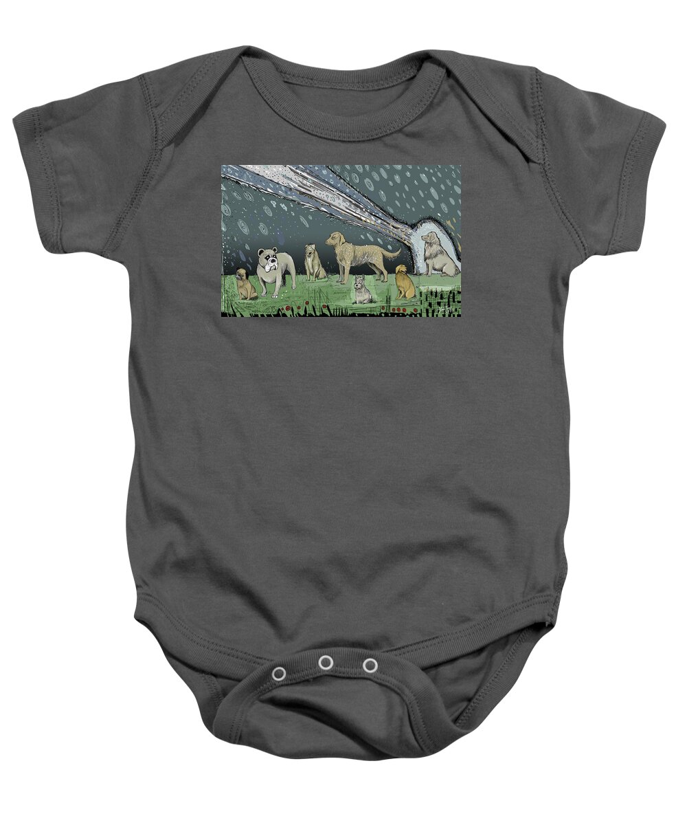 Dogs Baby Onesie featuring the painting Spray by Yom Tov Blumenthal
