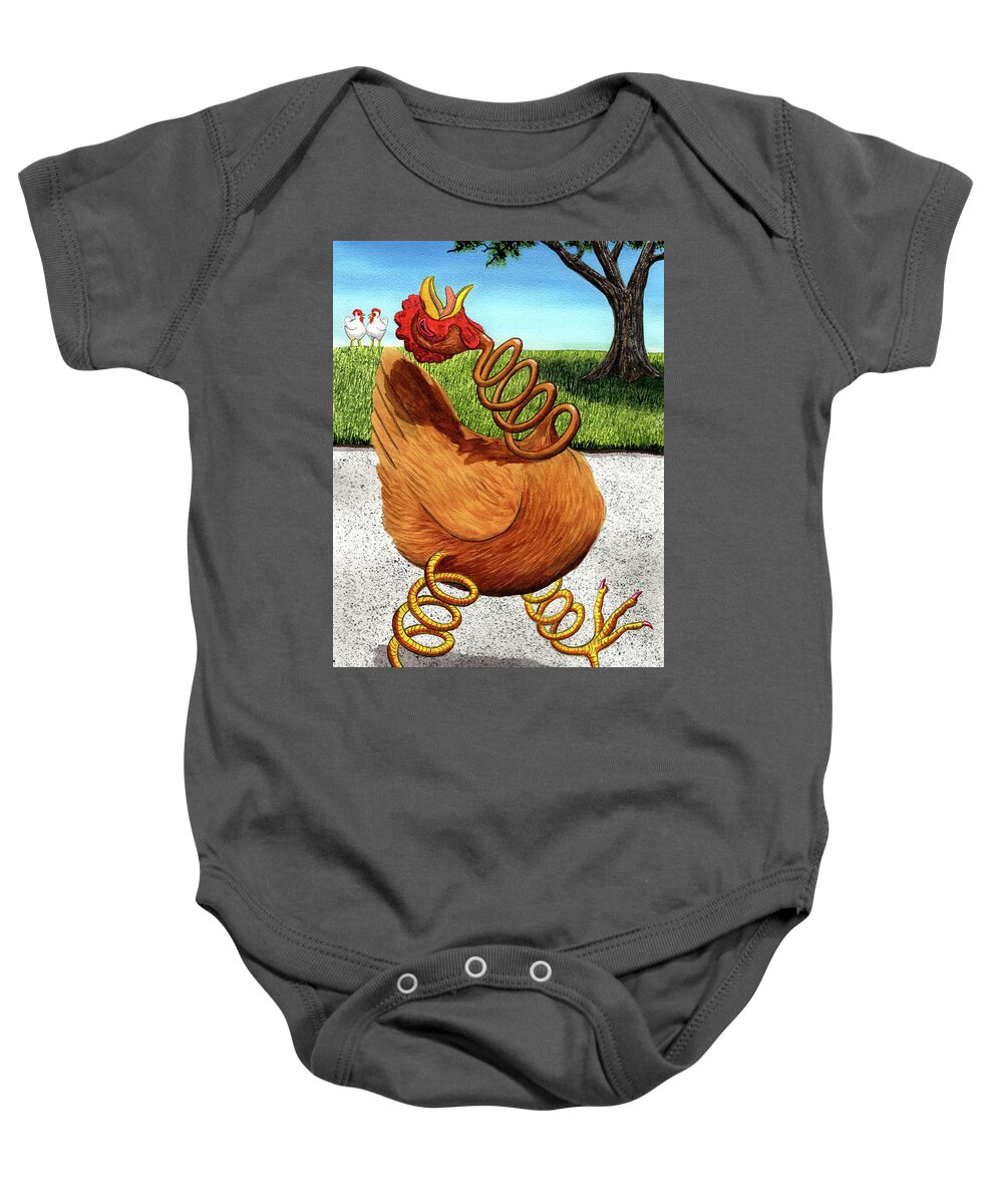 Chicken Baby Onesie featuring the painting Spring Chicken by Catherine G McElroy