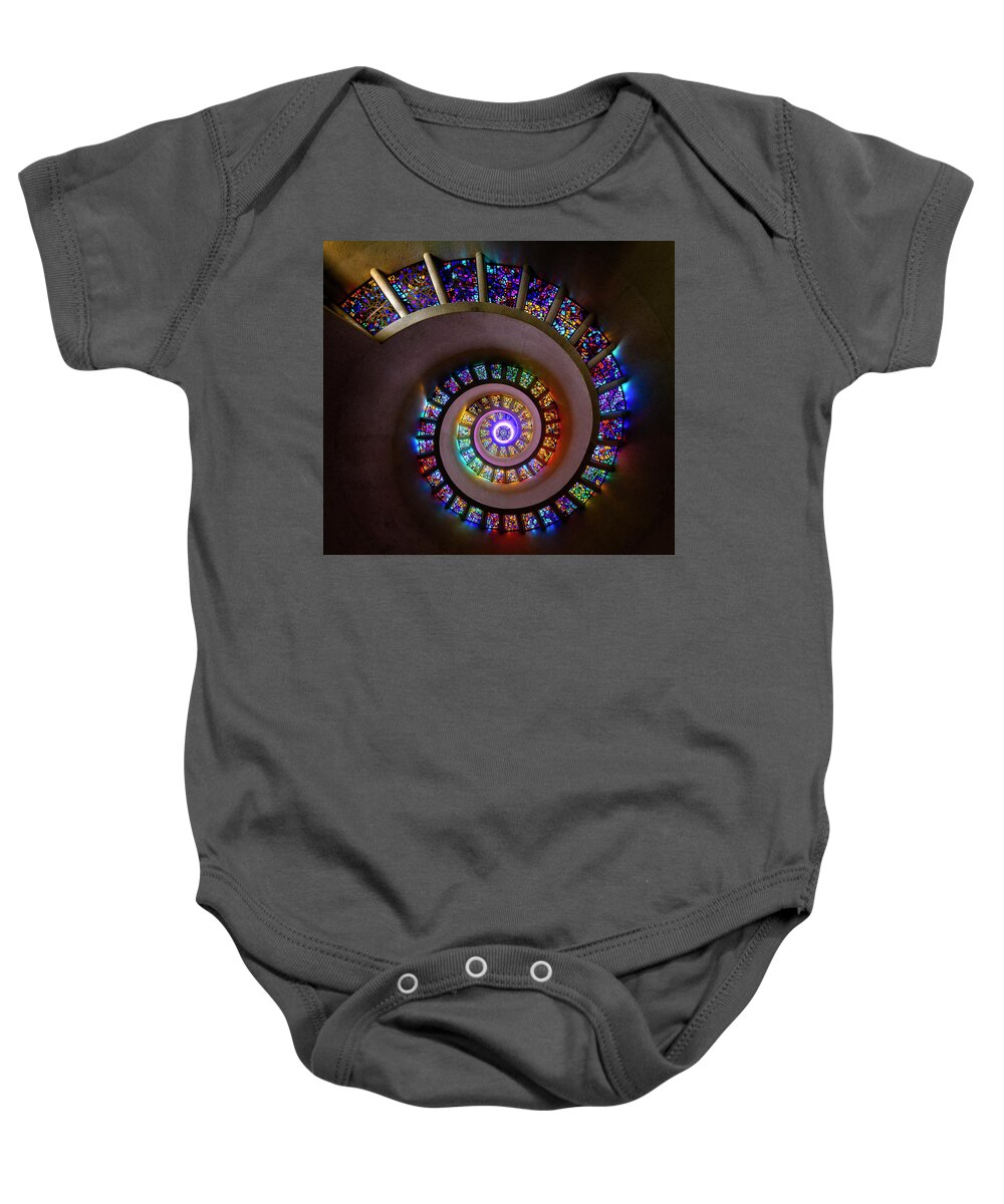Stained Glass Baby Onesie featuring the photograph Stained Glass Spiral by Michael Ash