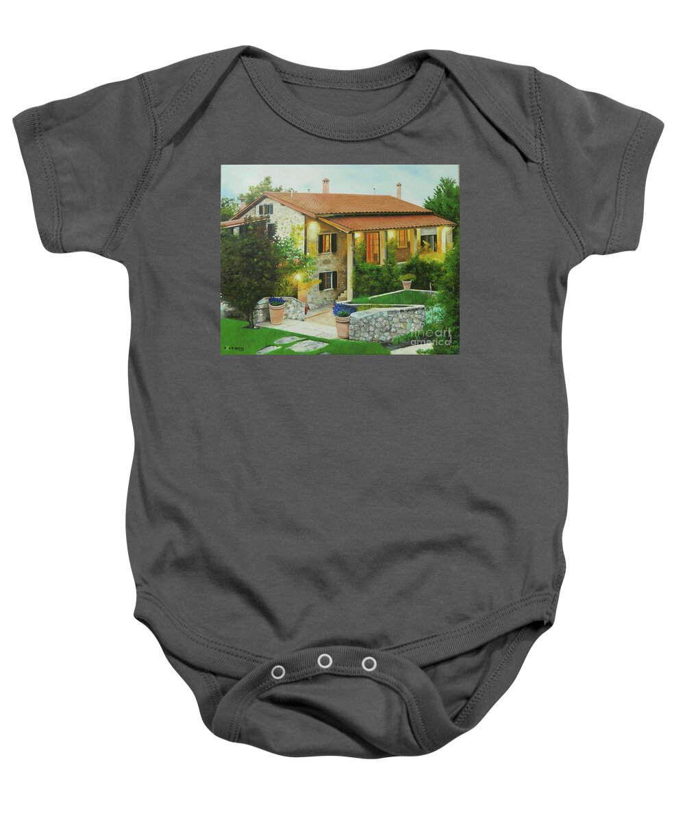Mediterranean Art Baby Onesie featuring the painting Country Retreat by Kenneth Harris
