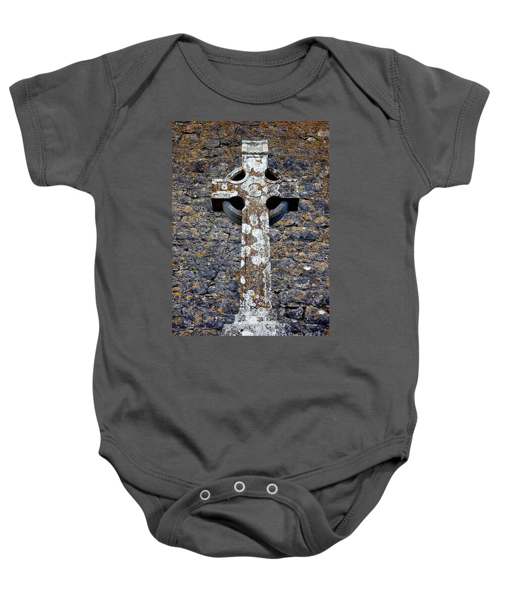 Irish Baby Onesie featuring the photograph Stone Irish Cross by Olivier Le Queinec