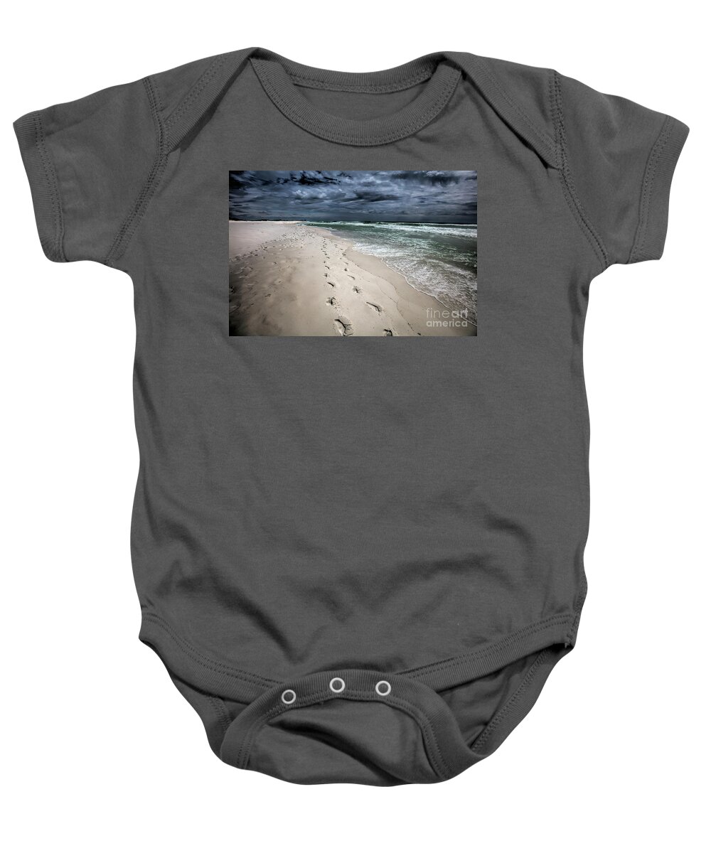 Stormy Day At The Beach Baby Onesie featuring the photograph Stormy Day At The Beach by Felix Lai